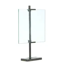 16-3/4"H Metal & Glass Photo Frame w/ Metal Stand, Black