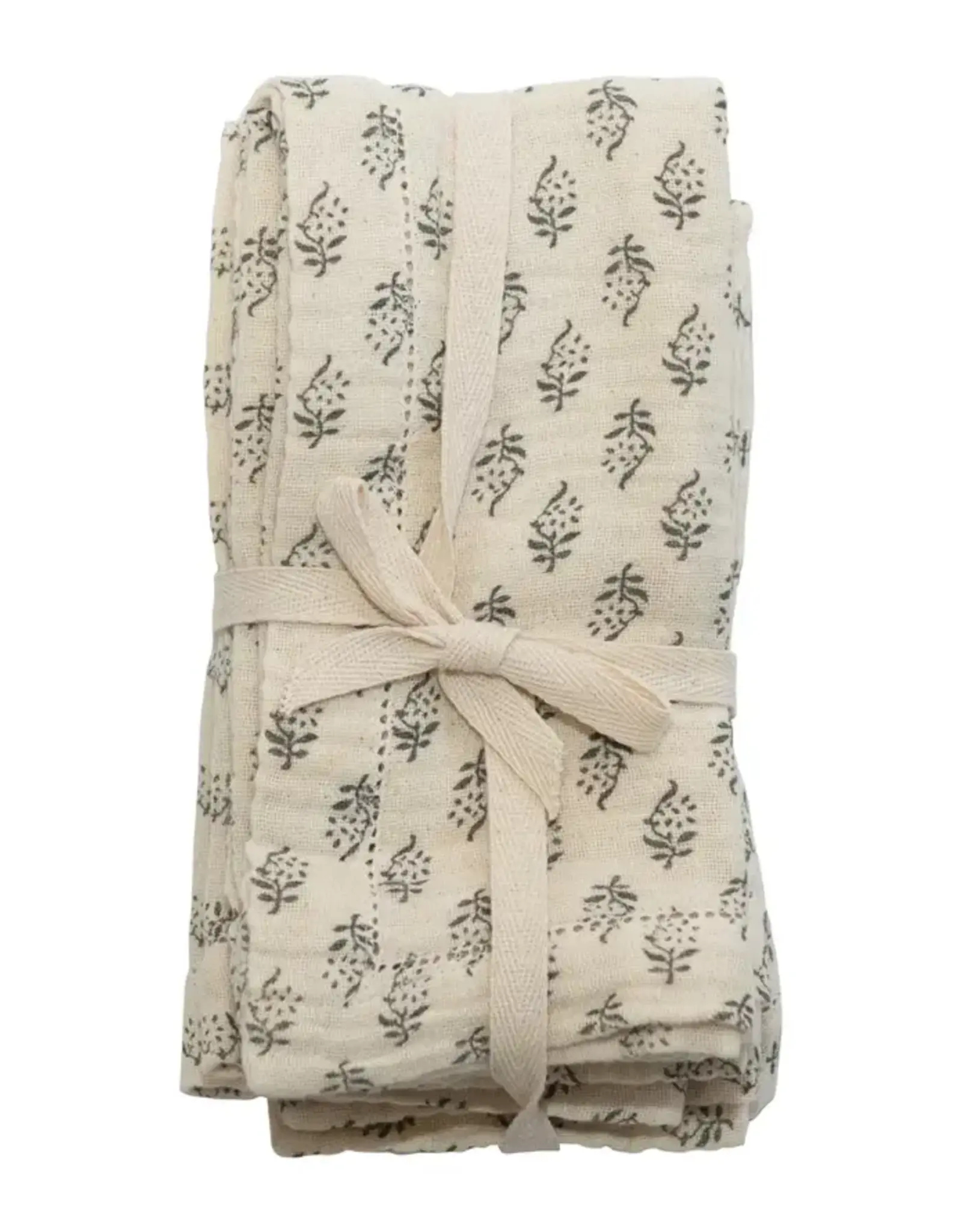 S/4 18" Sq Cotton Napkins, Natural & Grey