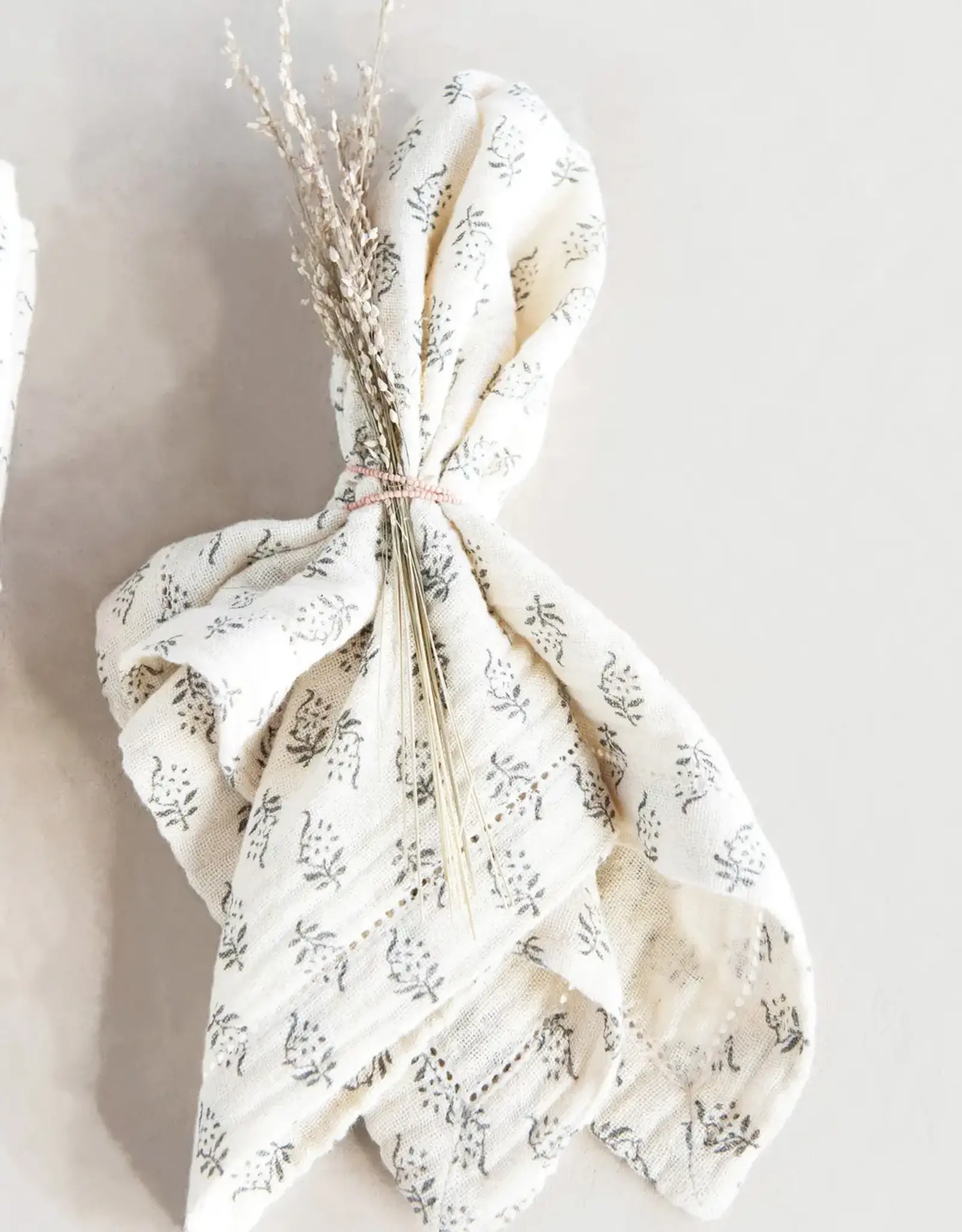 S/4 18" Sq Cotton Napkins, Natural & Grey