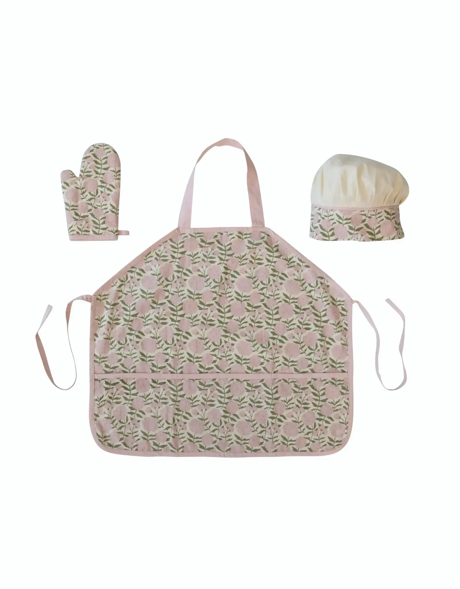 Kid's Cotton Apron with Chef Hat and Oven Mitt