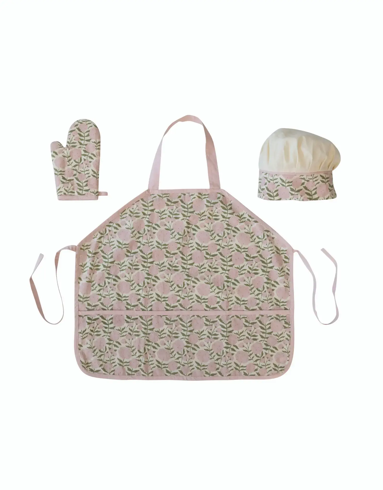 S/3 24"L x 20"W Cotton Apron w Chef Hat and Oven Mitt