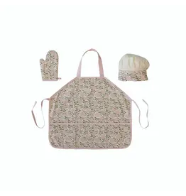 Kid's Cotton Apron with Chef Hat and Oven Mitt