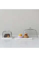 Glass Butter Dish with White Marble Base