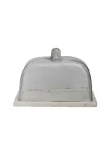 Glass Butter Dish with White Marble Base