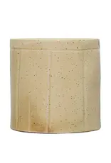 6" Round x 5-3/4"H Decorative Stoneware Crock w Lines