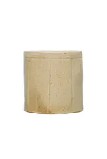 6" Round x 5-3/4"H Decorative Stoneware Crock w Lines