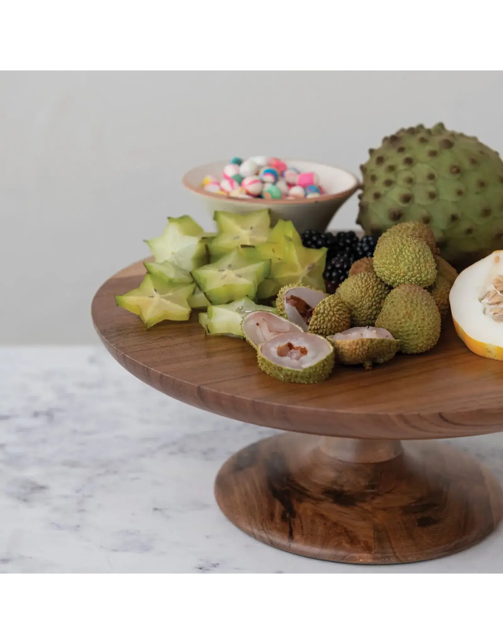 13" Round x 5"H Acacia Wood Pedestal