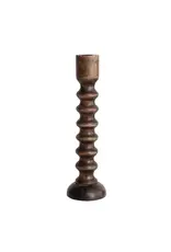 Hand-Carved Mango Wood Taper Candle Holder, 17"H