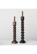 Hand-Carved Mango Wood Taper Candle Holder, 21"H