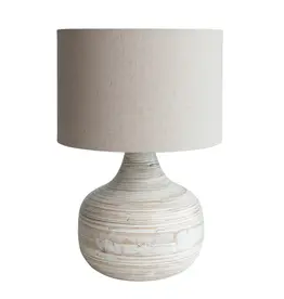 11-1/4"Rnd x 20-1/2"H Bamboo  Table Lamp, White Wash
