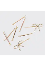 Metal Enamel Cloud & Bow Bobby Pins 8pc Set - Rosewood