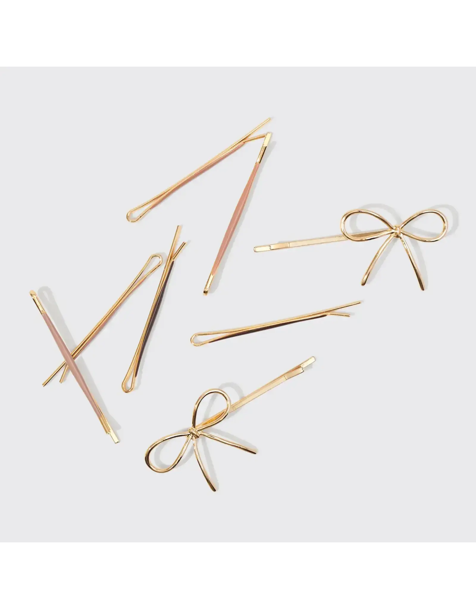 Metal Enamel Cloud & Bow Bobby Pins 8pc Set - Rosewood