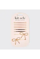 Metal Enamel Cloud & Bow Bobby Pins 8pc Set - Rosewood