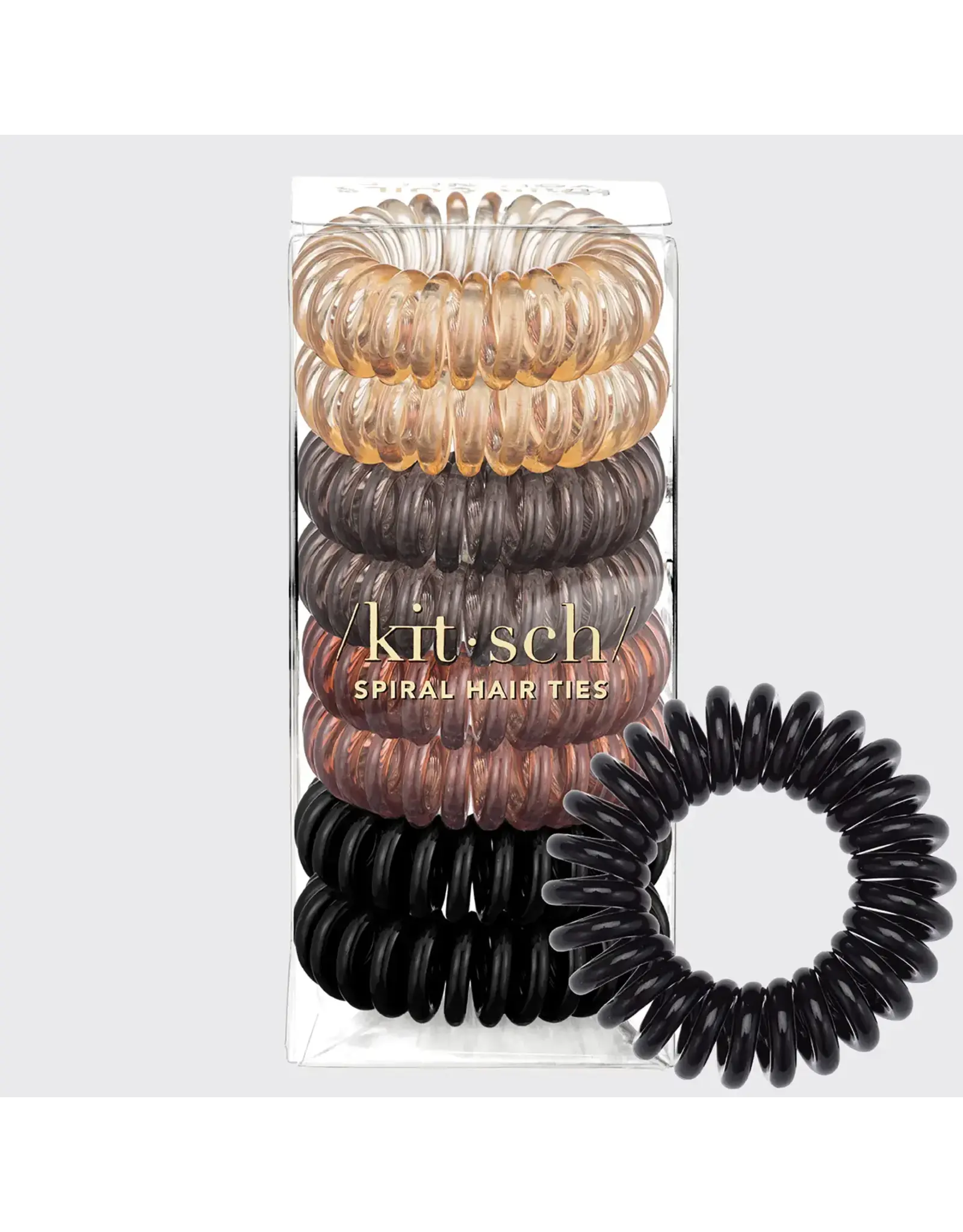 Spiral Hair Ties, Brunette, 8pk