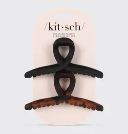 Recycled Plastic Large Loop Claw Clips 2pc - Black & Tort