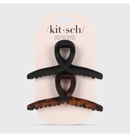 Recycled Plastic Large Loop Claw Clips 2pc - Black & Tort