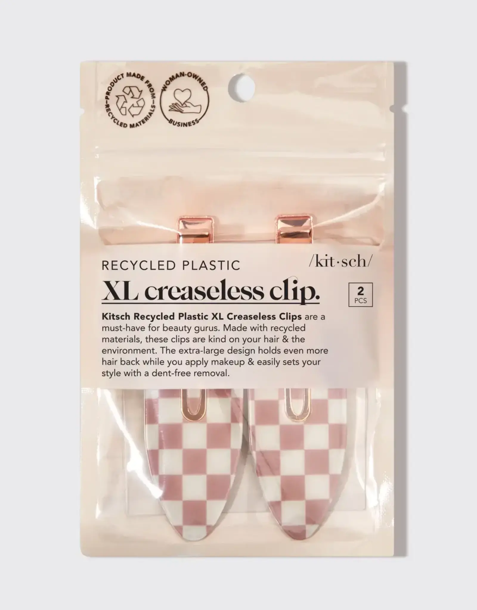 Recycled Plastic XL Creaseless Clips 2pc Set -Terracotta