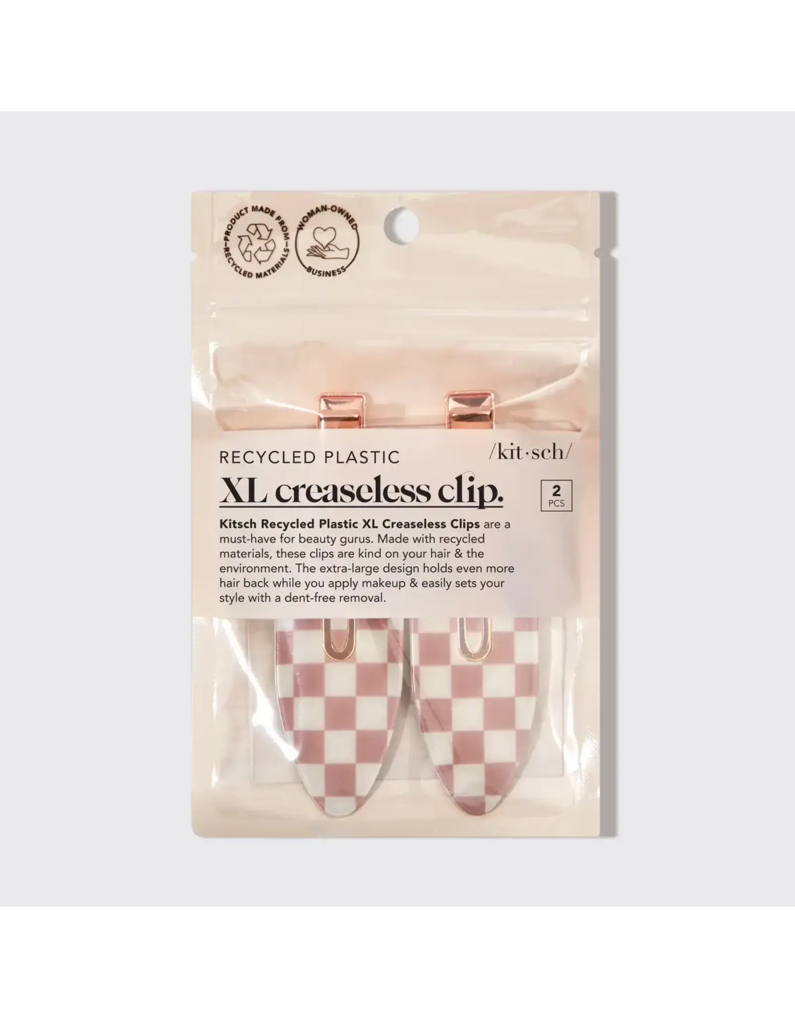 Recycled Plastic XL Creaseless Clips 2pc Set -Terracotta