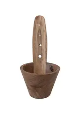 3-1/2" Rnd x 5-3/4"H Acacia  Wood Herb Stripper