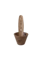 3-1/2" Rnd x 5-3/4"H Acacia  Wood Herb Stripper