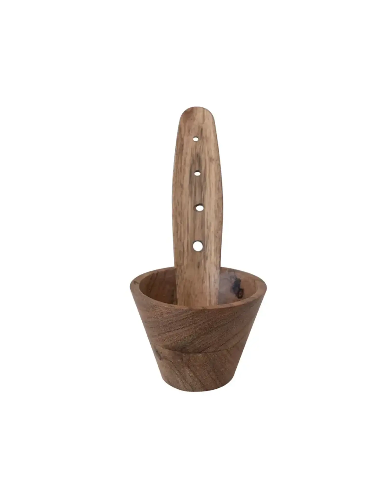 3-1/2" Rnd x 5-3/4"H Acacia  Wood Herb Stripper