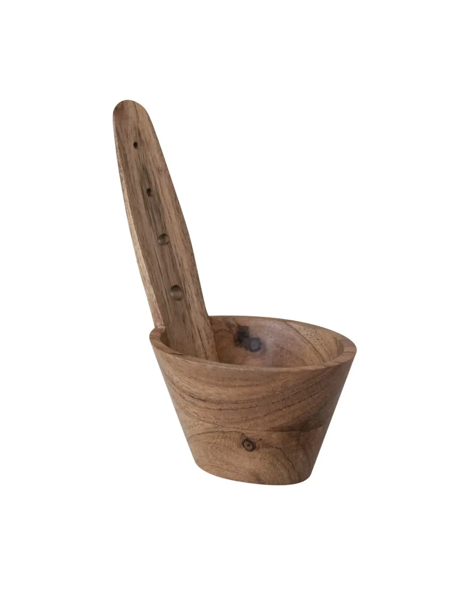 3-1/2" Rnd x 5-3/4"H Acacia  Wood Herb Stripper