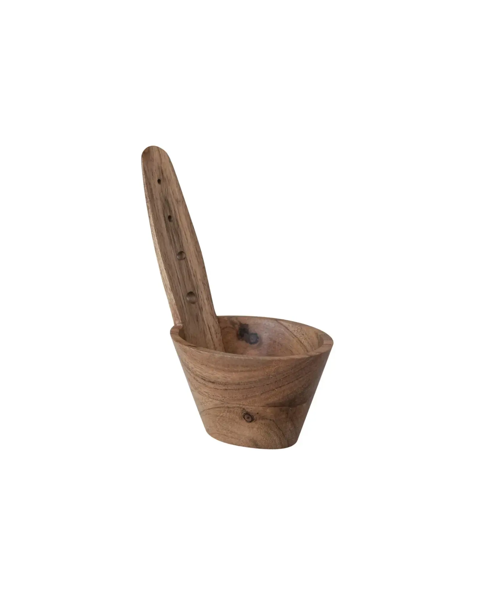 3-1/2" Rnd x 5-3/4"H Acacia  Wood Herb Stripper