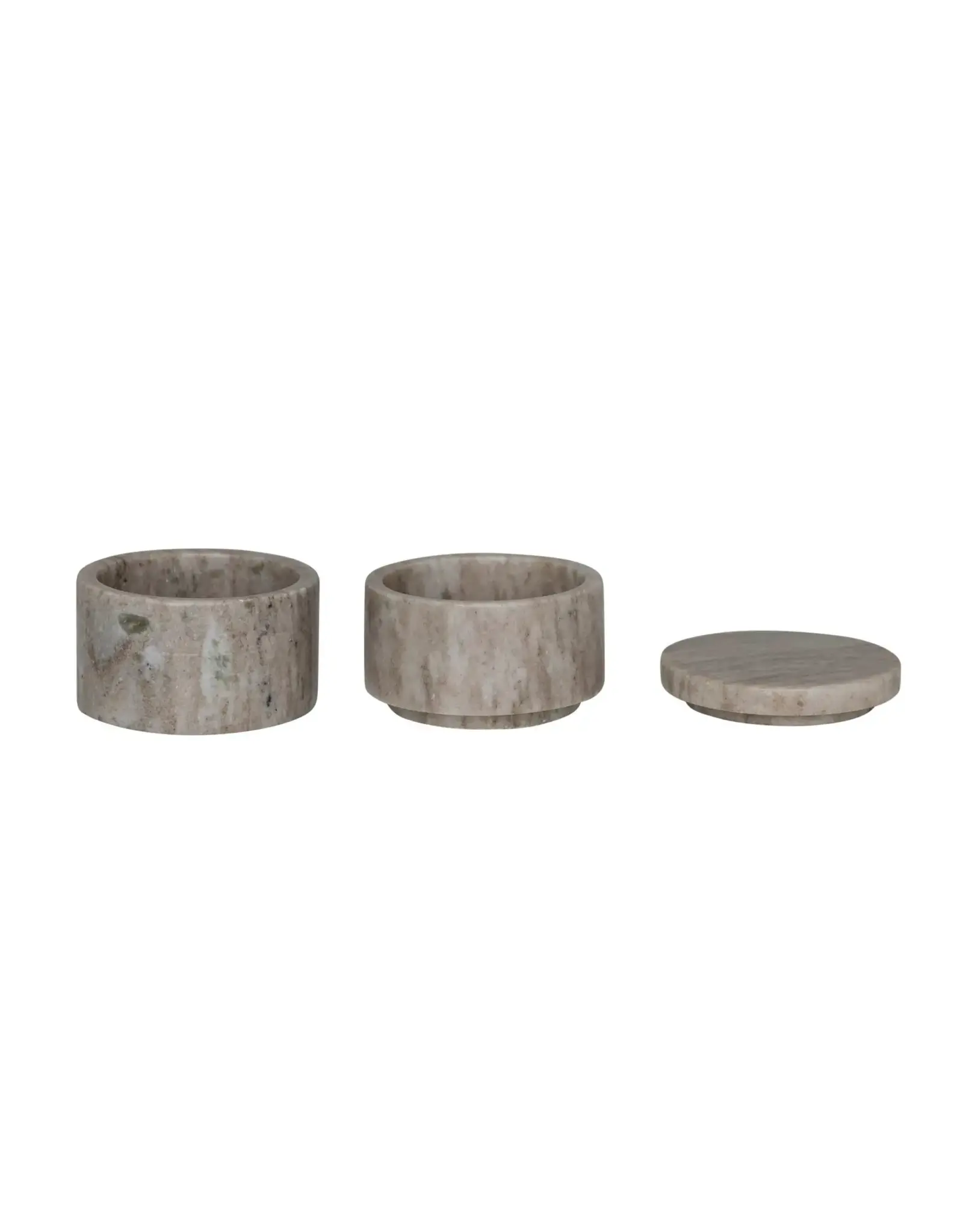 Marble Stackable Pinch Pots w/ Lid, Beige, Set of 2