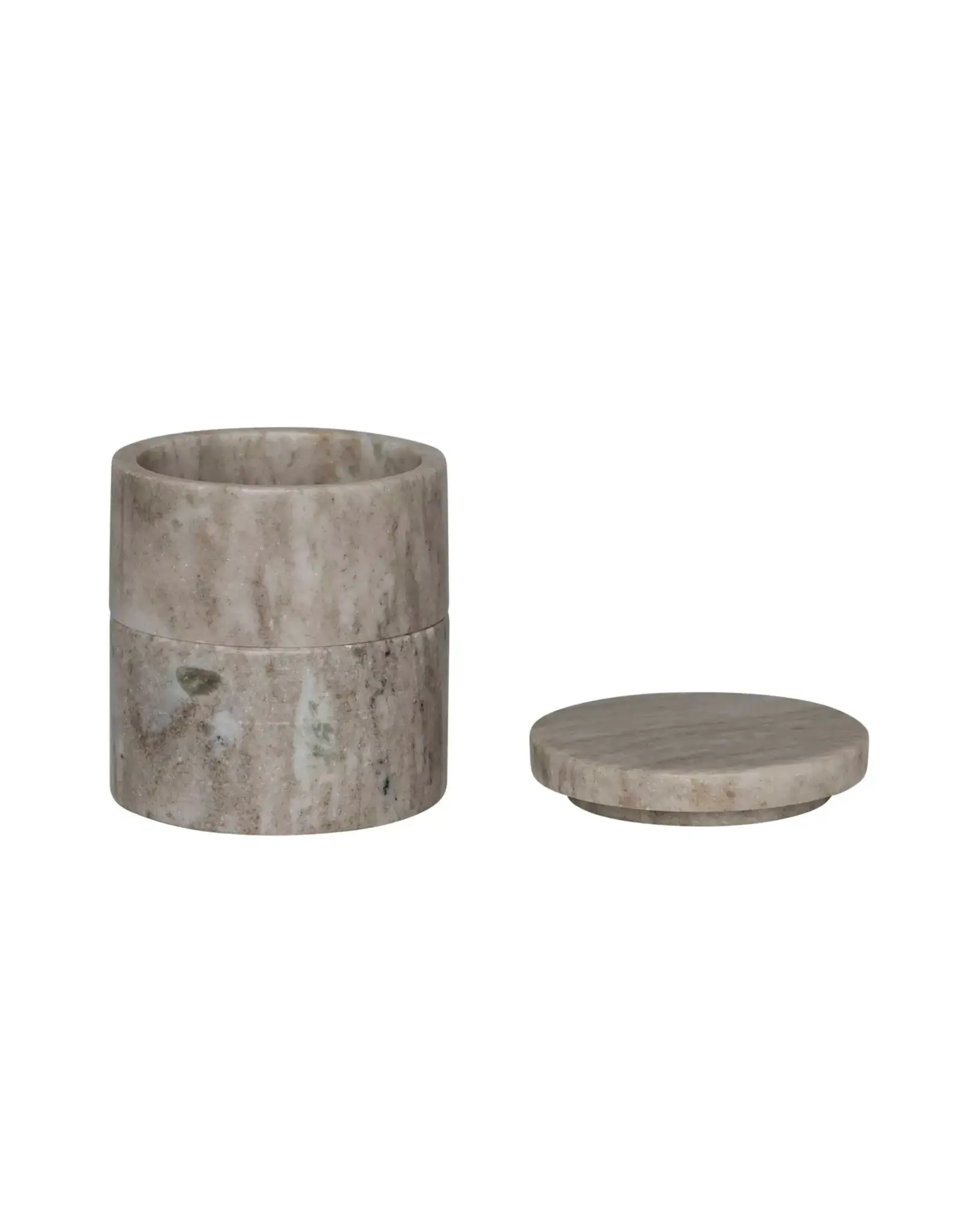 Marble Stackable Pinch Pots w/ Lid, Beige, Set of 2