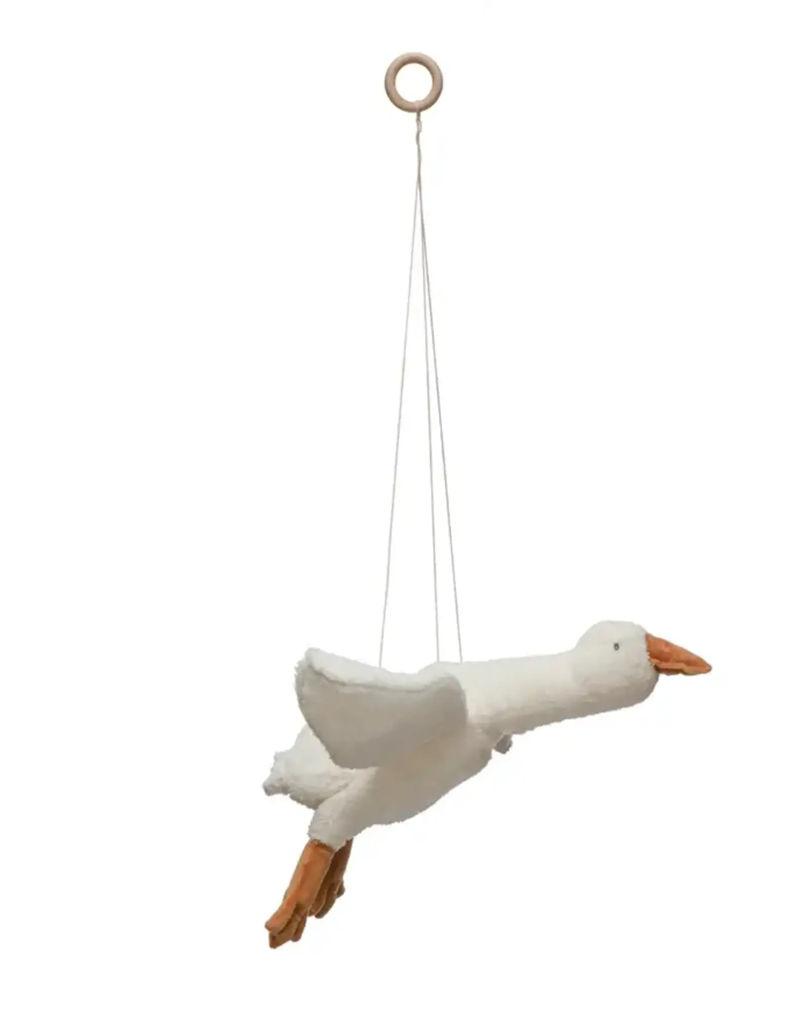 Hanging Plush Goose, White & Brown