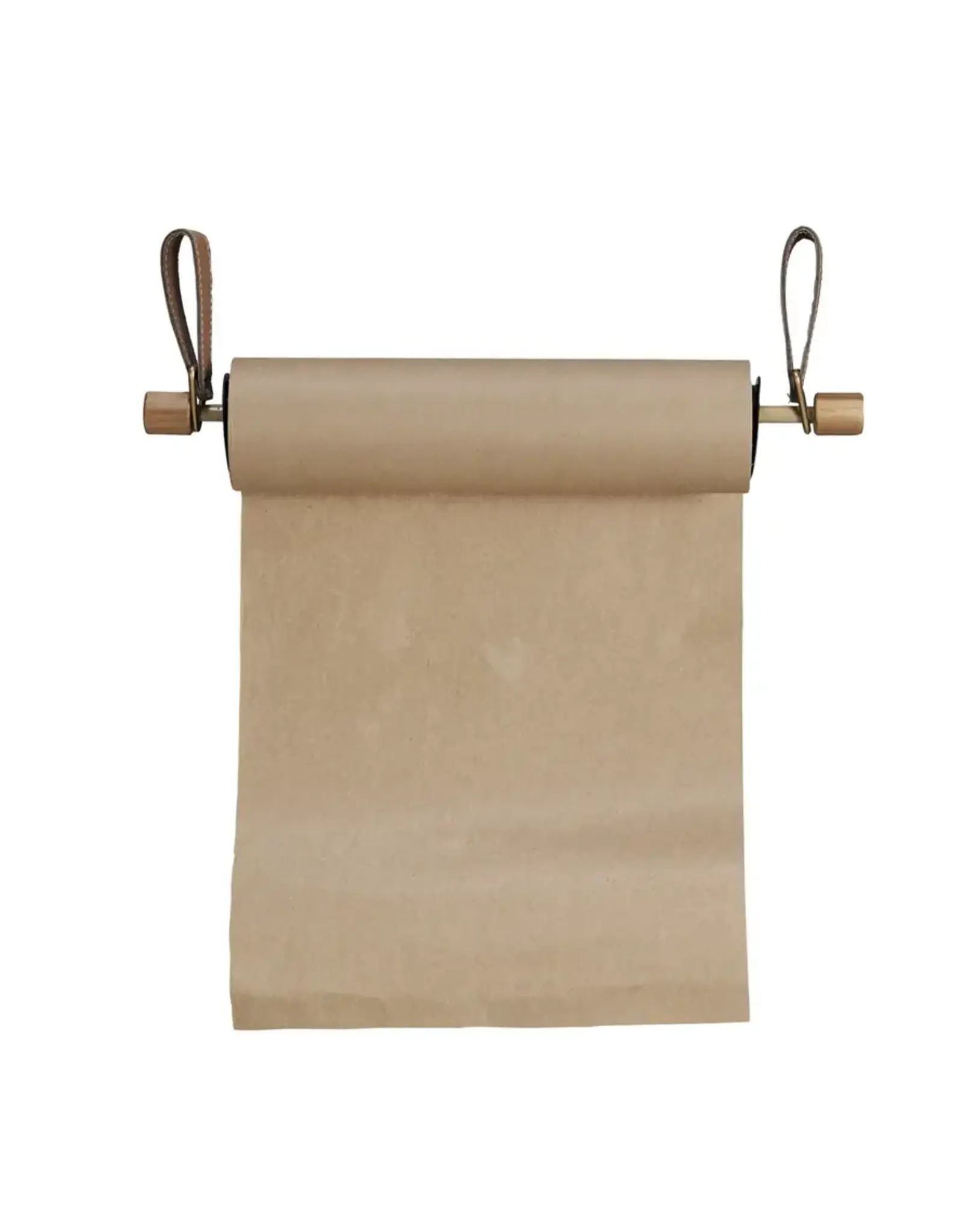 Wood Wall Mounted Paper Dispenser w/ Straps & Paper Roll, Set of 3