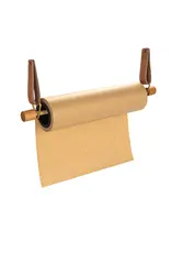Wood Wall Mounted Paper Dispenser w/ Straps & Paper Roll, Set of 3