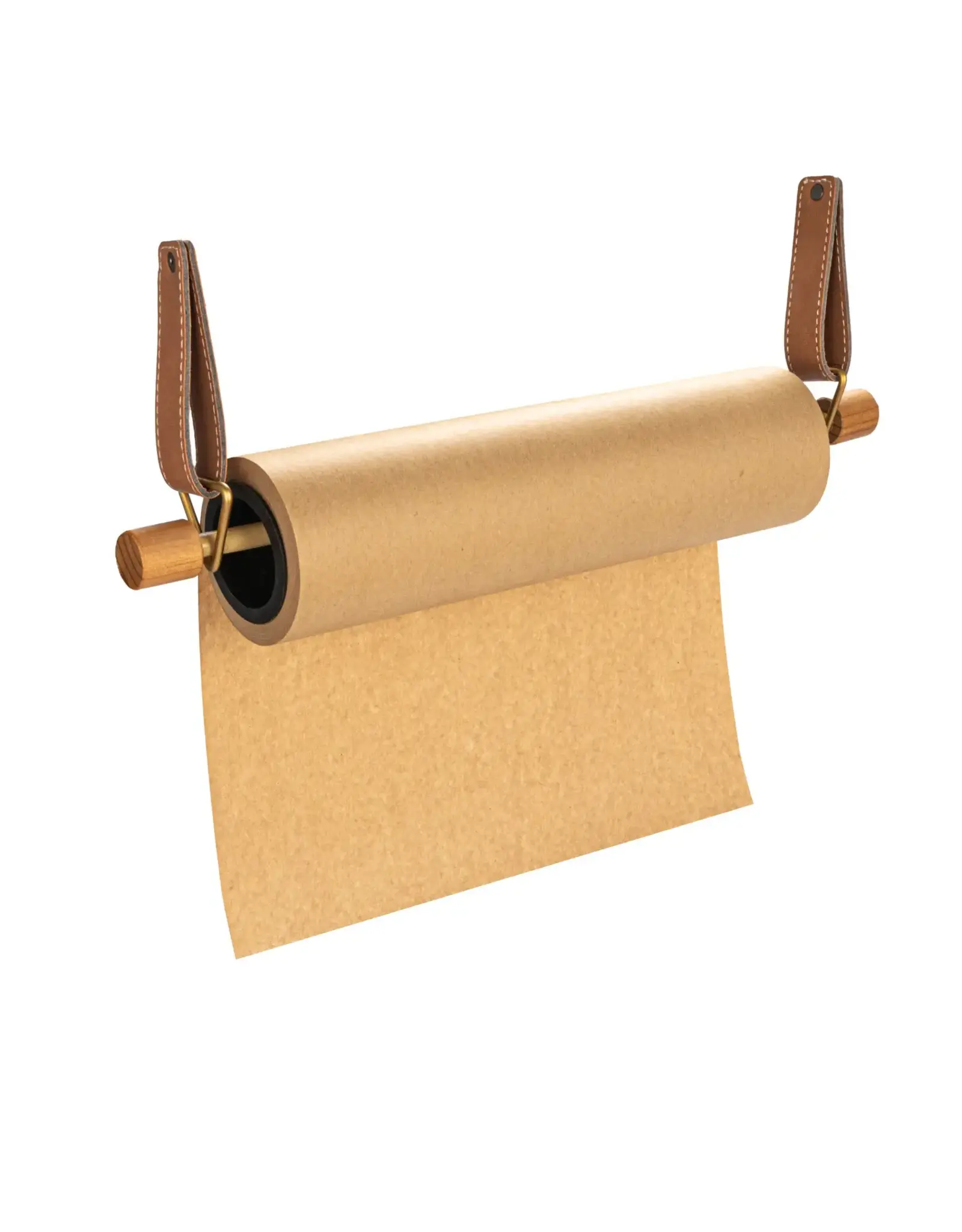 Wood Wall Mounted Paper Dispenser w/ Straps & Paper Roll, Set of 3