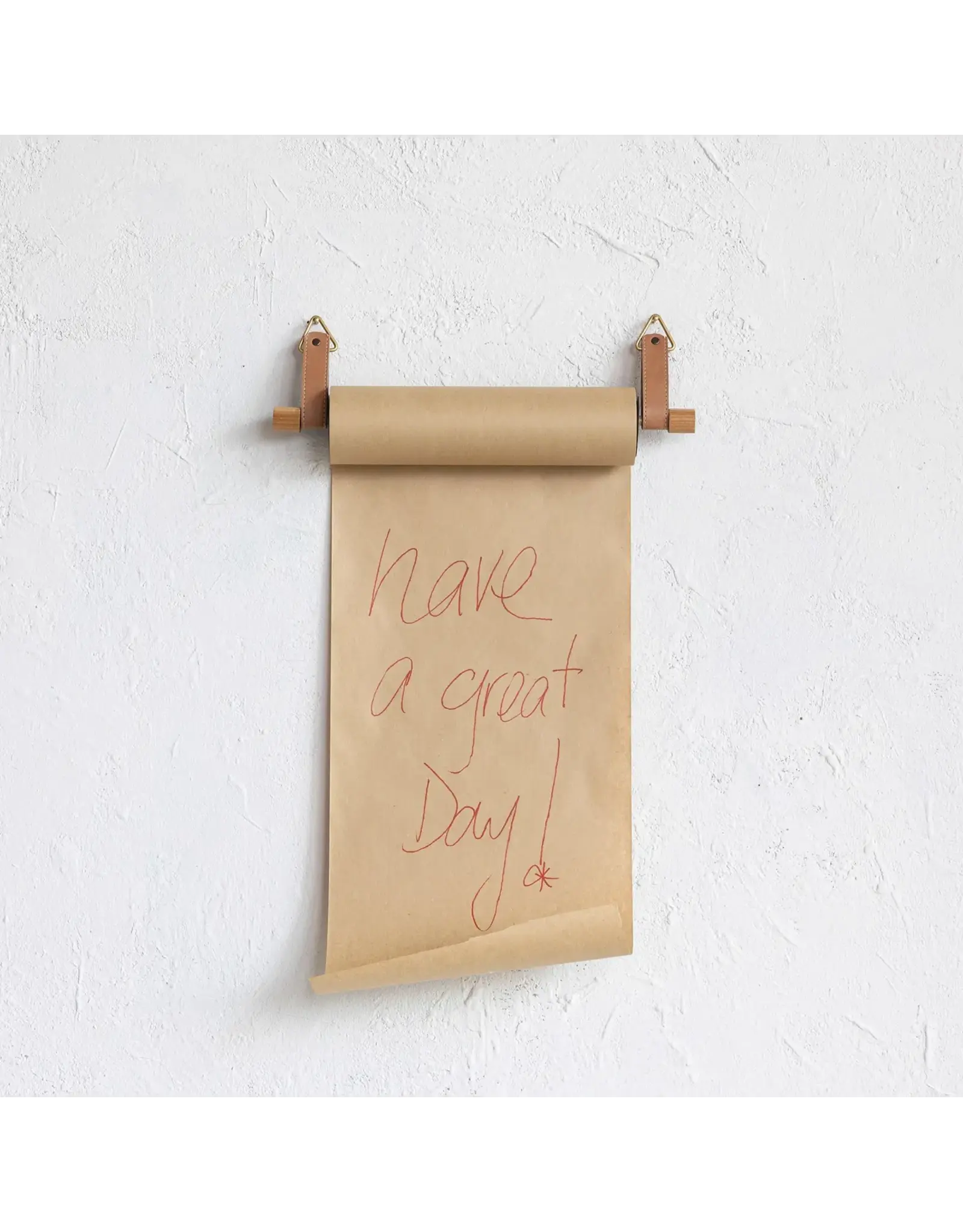 Wood Wall Mounted Paper Dispenser w/ Straps & Paper Roll, Set of 3
