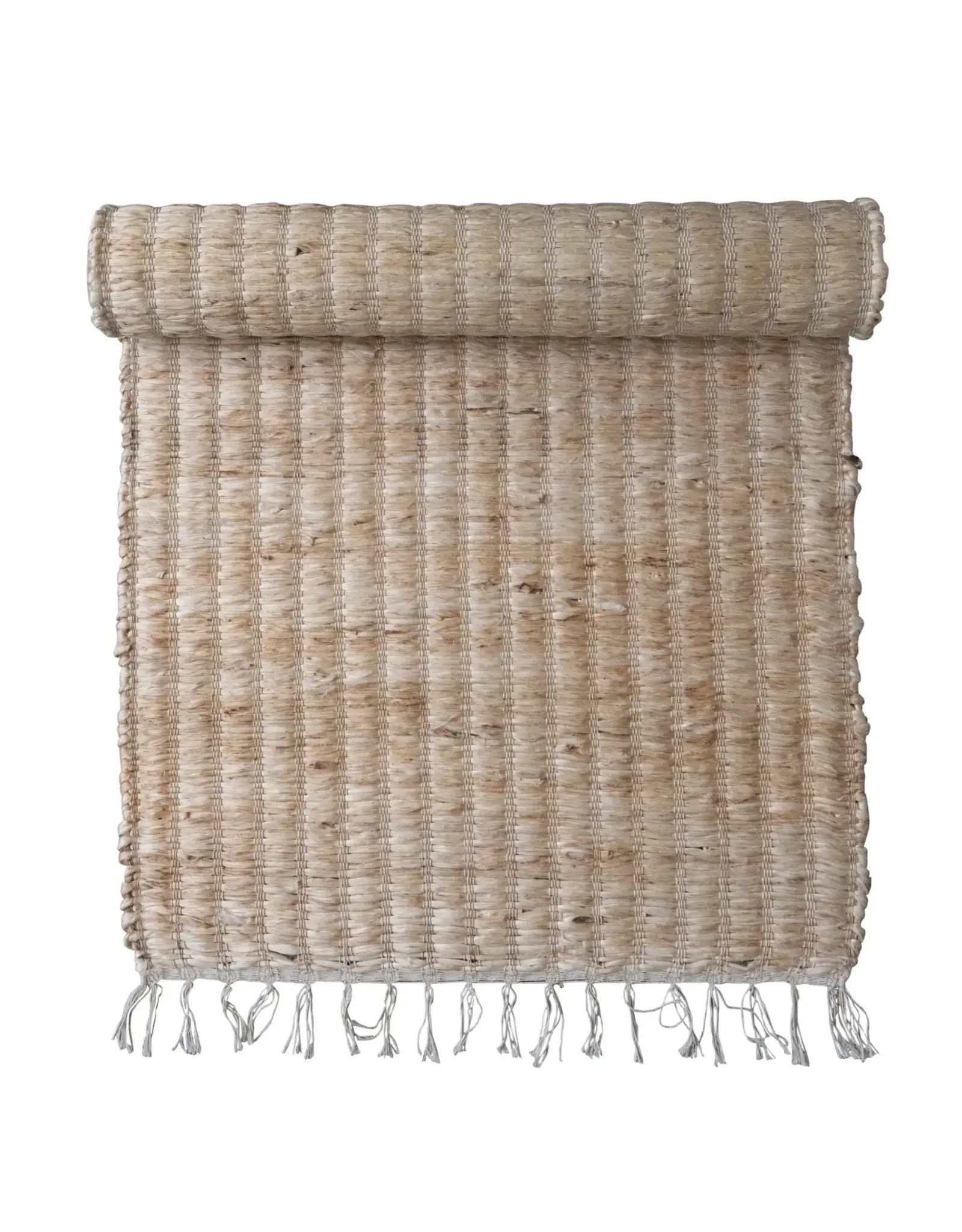 Woven Jute & Cotton Floor Runner w Fringe
