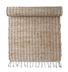 Woven Jute & Cotton Floor Runner w Fringe