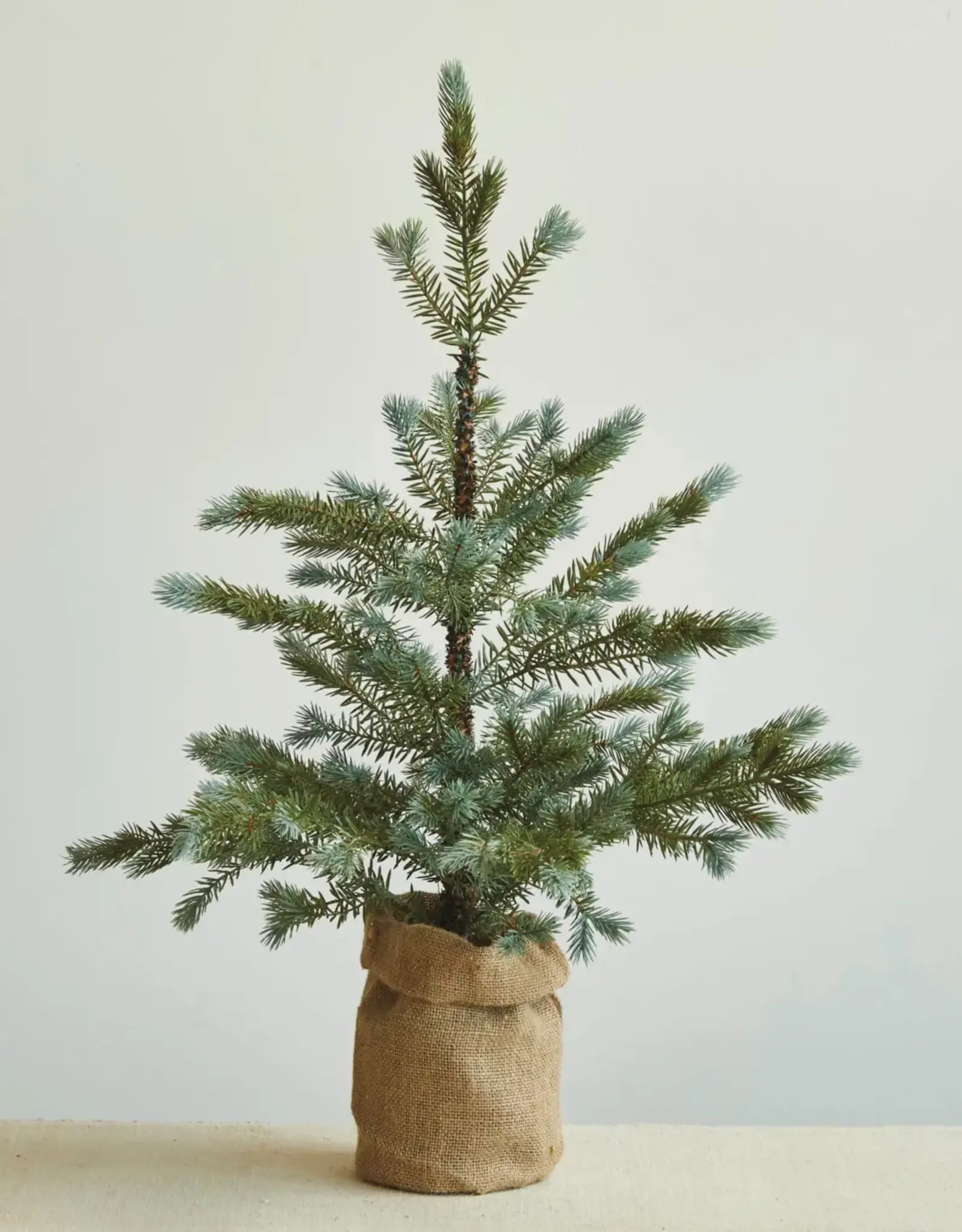 Faux Spruce Tree in Burlap Sack, Green & Natural