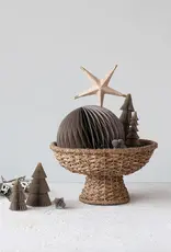 Decorative Braided Bankuan & Rattan Footed Bowl, Natural