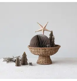 Decorative Braided Bankuan & Rattan Footed Bowl, Natural