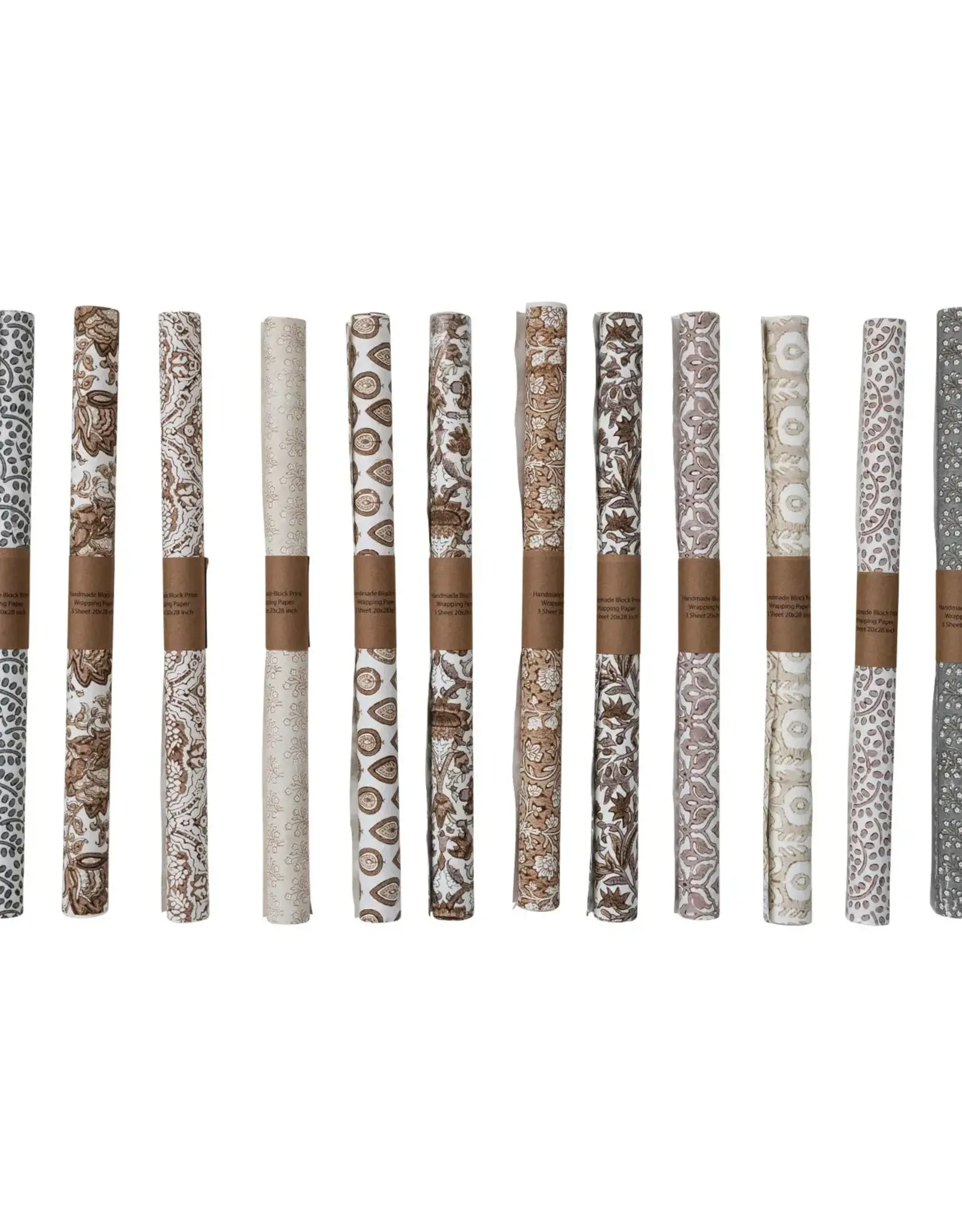 Handmade Block Print Recycled Gift Wrapping Paper