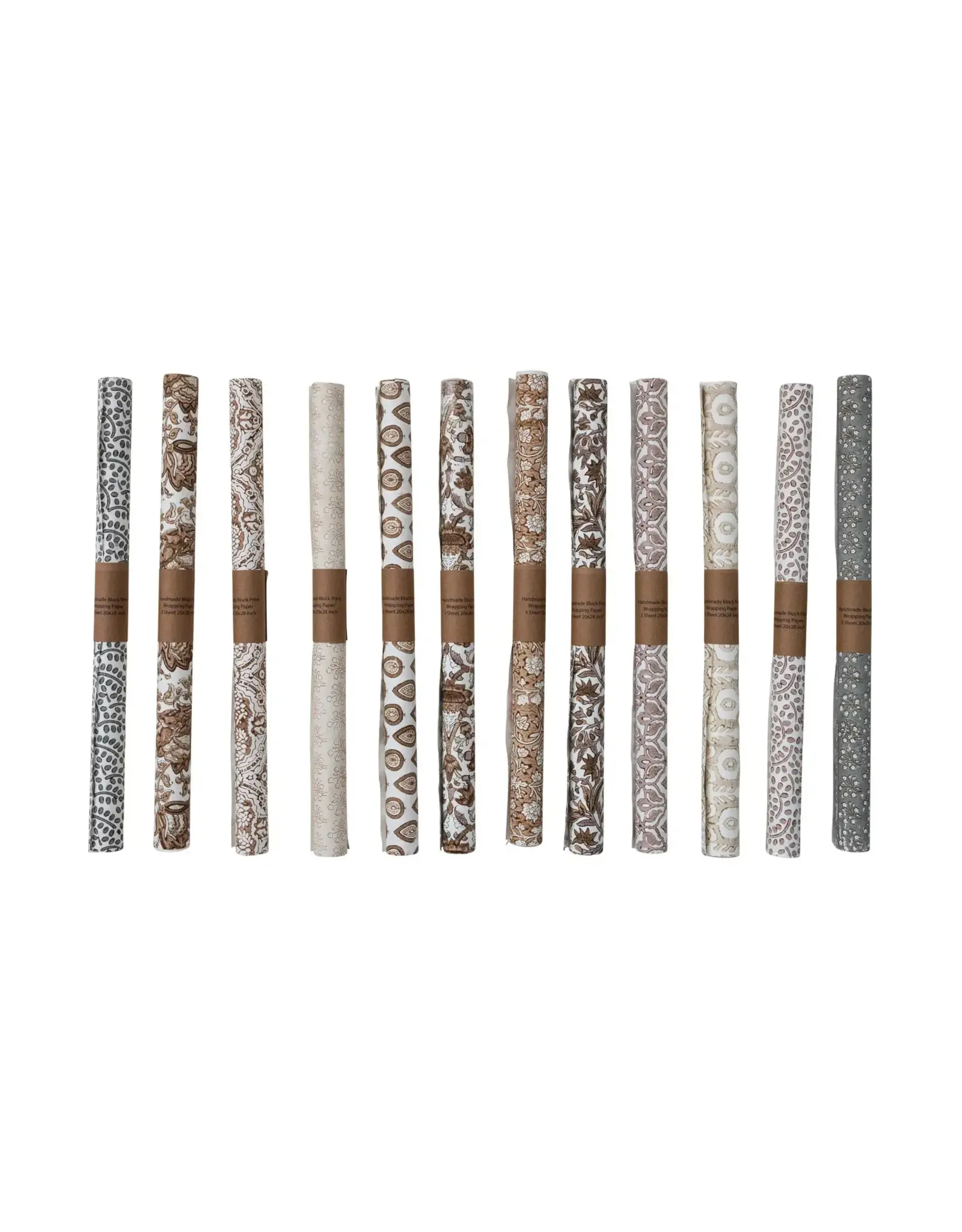 Handmade Block Print Recycled Gift Wrapping Paper