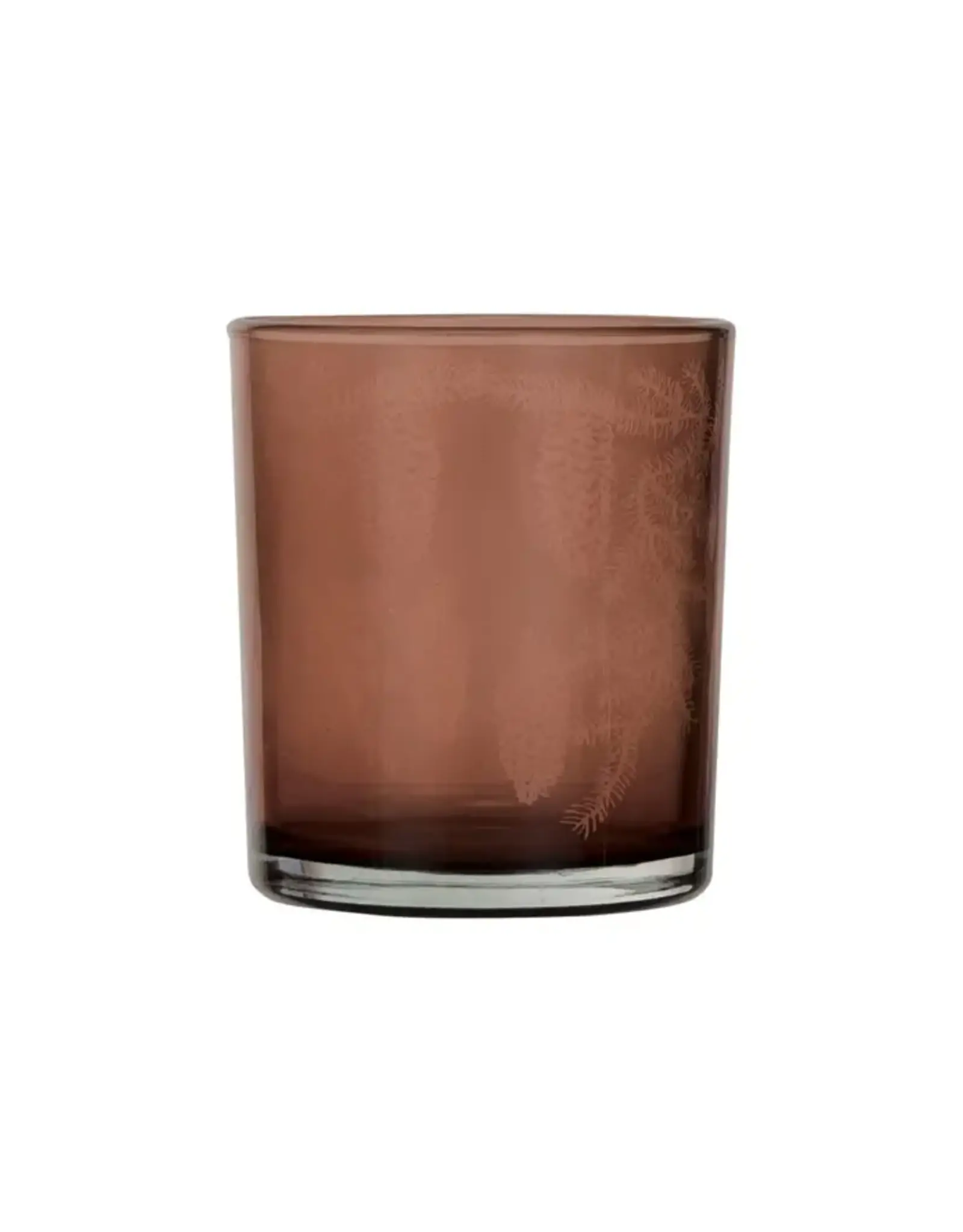 4" Mercury Glass Tealight/Votive Holder w/ Laser Etched Pinecones, Brown