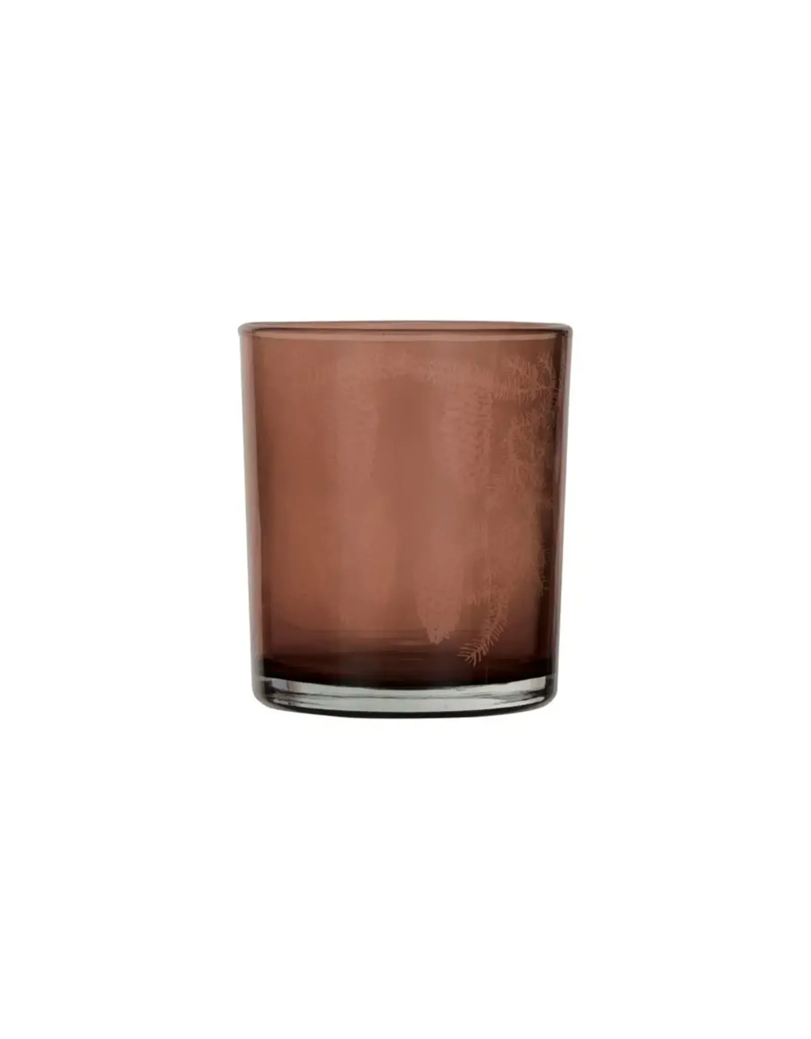 4" Mercury Glass Tealight/Votive Holder w/ Laser Etched Pinecones, Brown