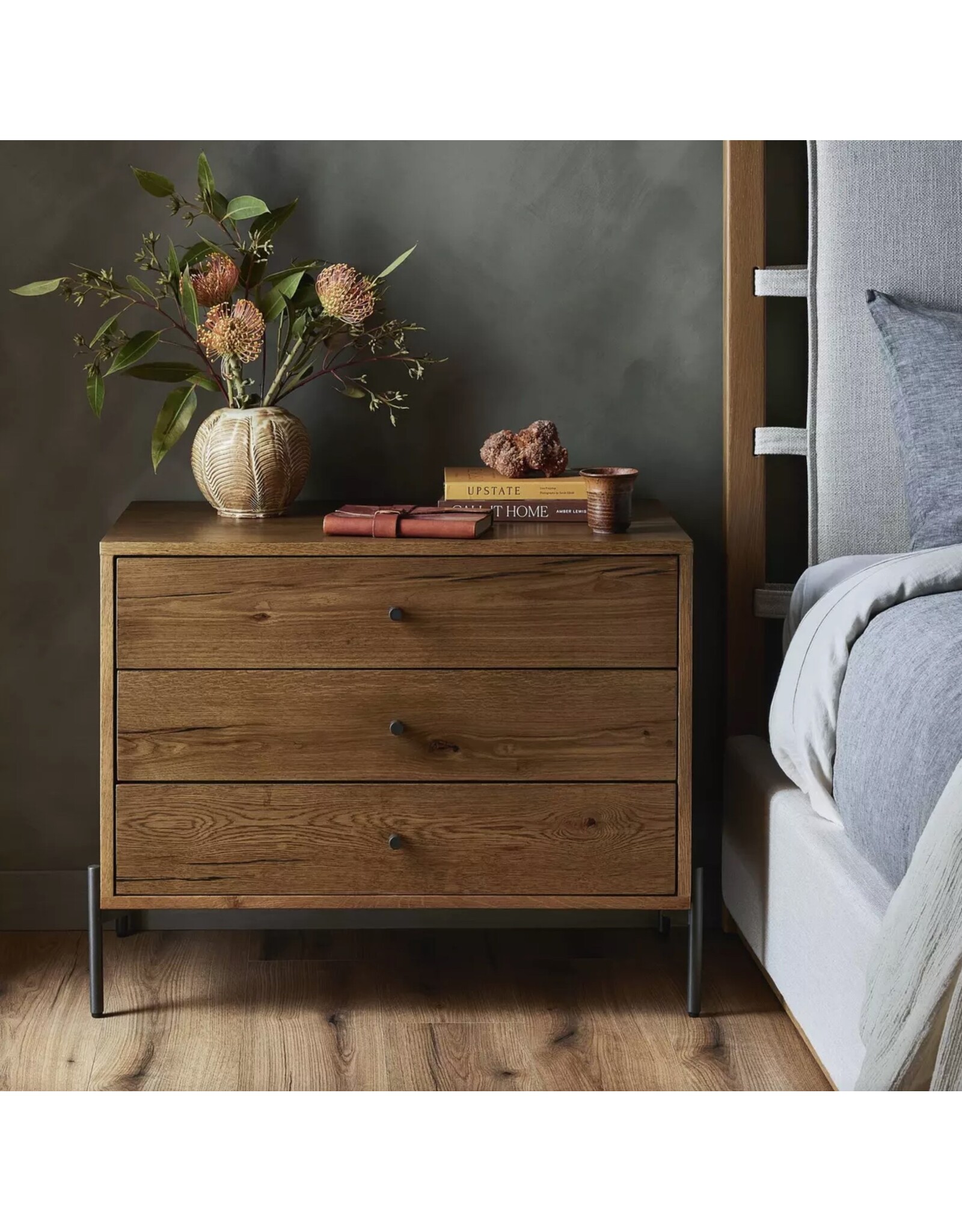 Eaton Large Nightstand in Amber Oak Resin