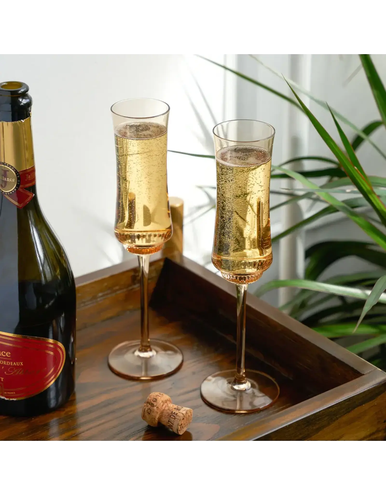 Tulip Champagne Flutes, Amber