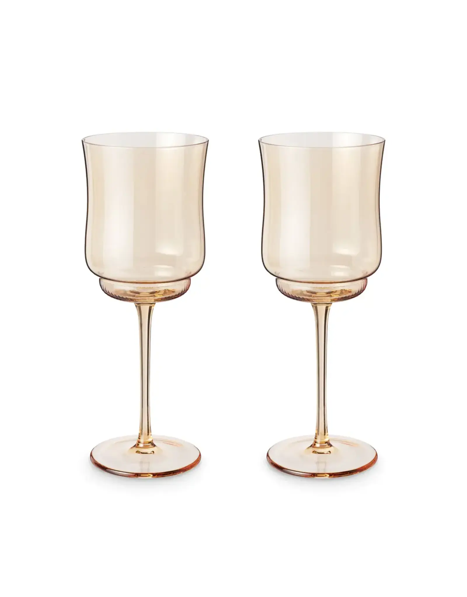 Tulip Stemmed Wine Glasses, Amber