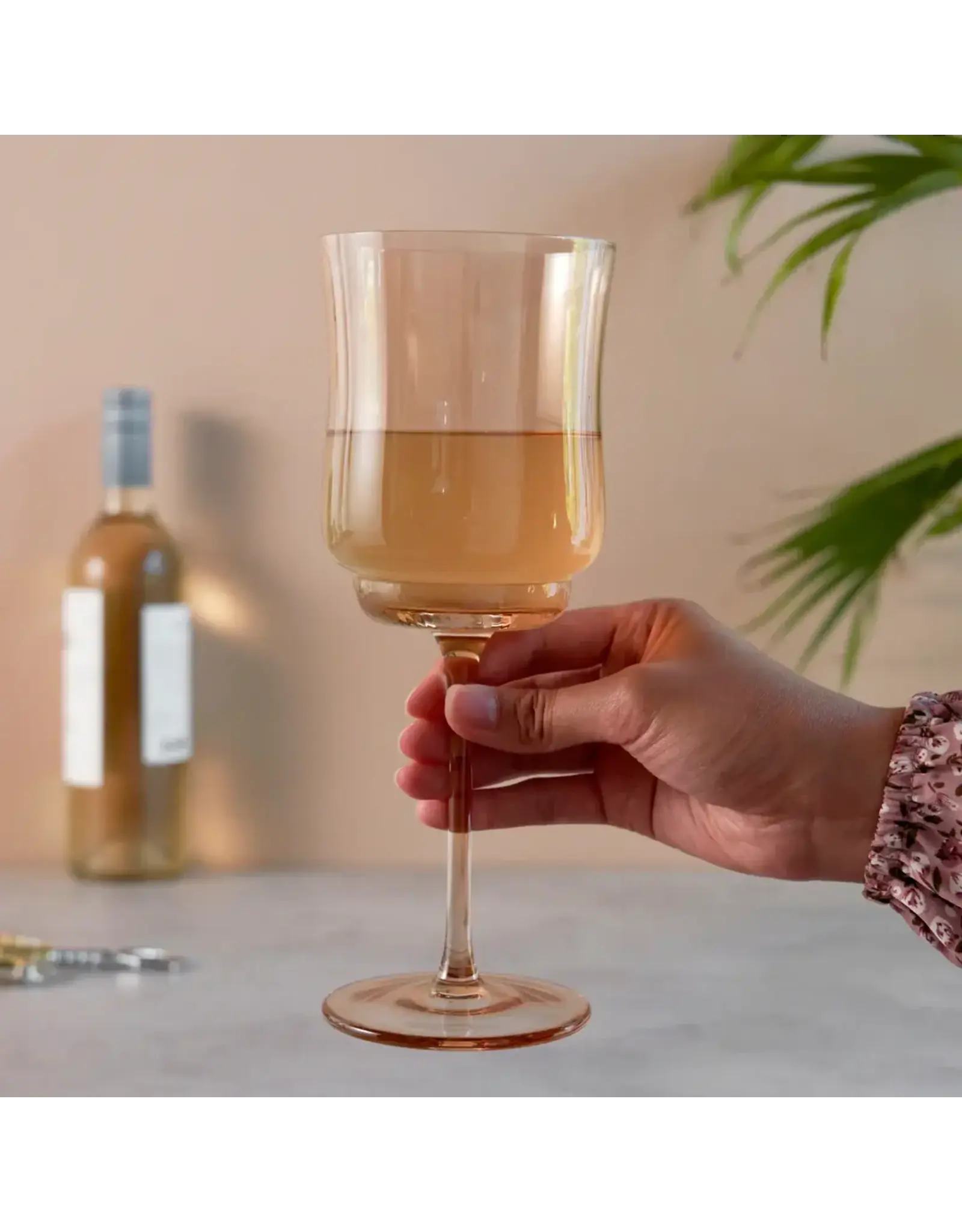 Tulip Stemmed Wine Glasses, Amber