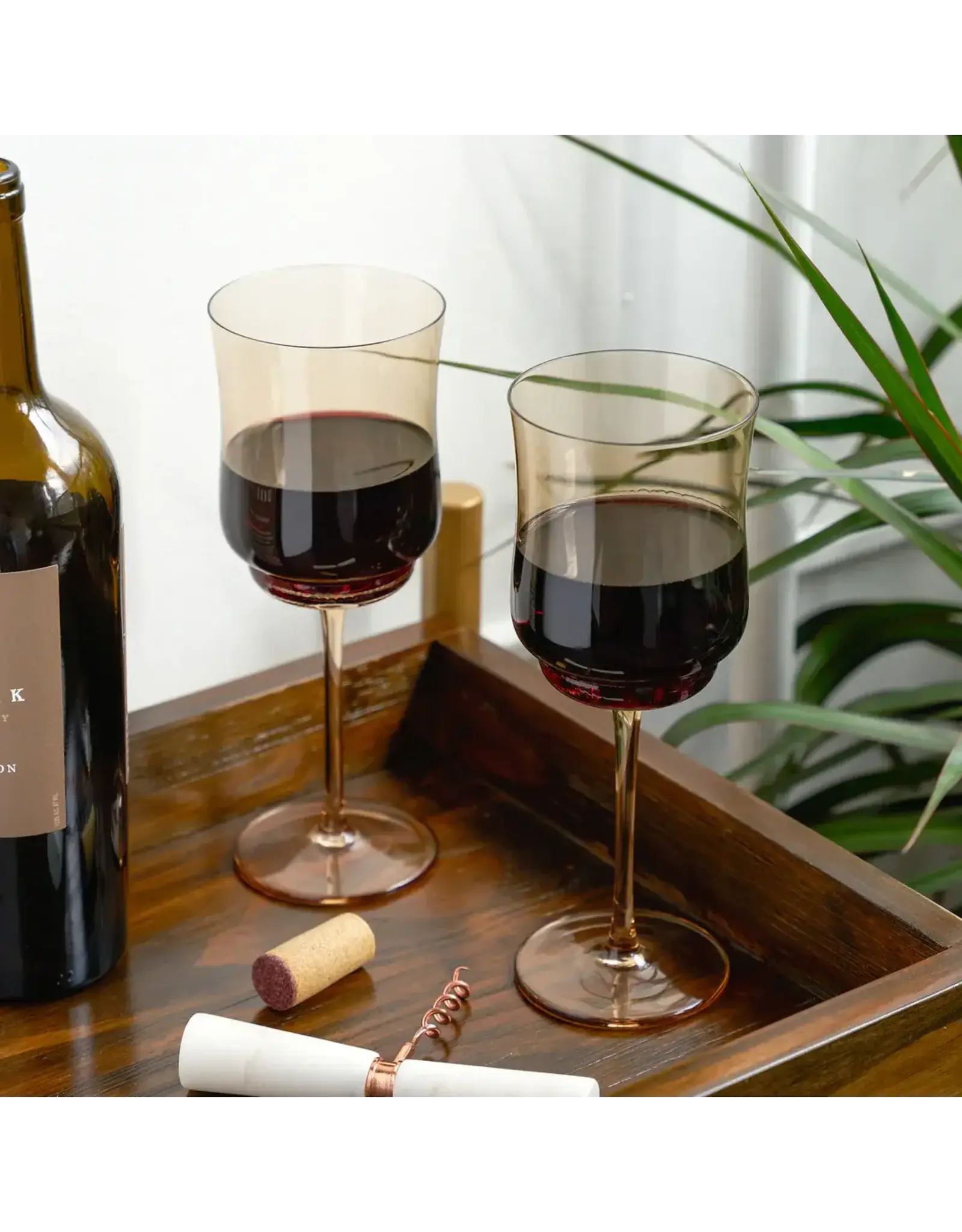 Tulip Stemmed Wine Glasses, Amber