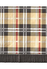 S'mores Fringe Cocktail Napkin - Brown Plaid