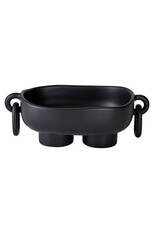 Resin Footed Oblong Bowl with Rings